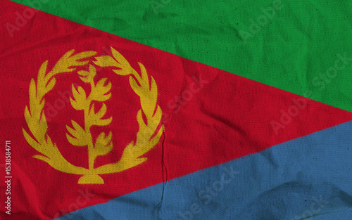 Eritrean National Flag With Vibrant Colors and Symbolic Emblem Displayed on Fabric