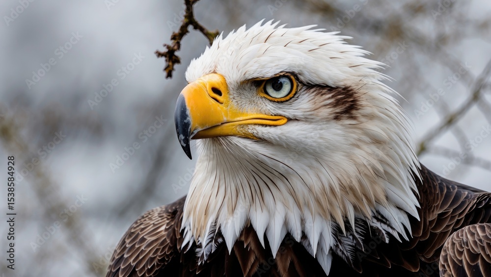 Obraz premium Close-up of a majestic bald eagle's head