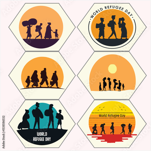 refugee vector set one
