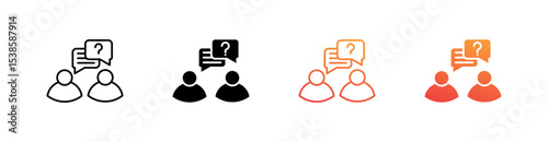 Interview Multiple Style Icon Set Vector 