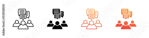 Public Opinion Multiple Style Icon Set Vector 