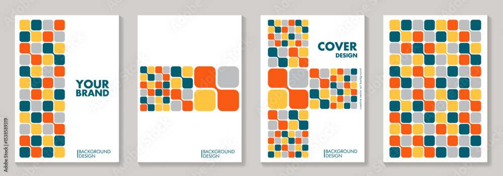 custom made wallpaper toronto digitalSet of geometric Bento grid style vector pattern minimal posters. Trendy colorful pattern background for cover design, poster, flyer, cards, catalog, brochure, social media, ads.