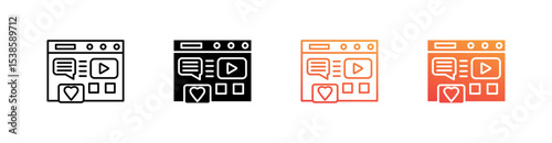 Digital Media Multiple Style Icon Set Vector 