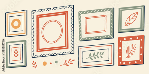 A charming summer vacation illustration set featuring hand-drawn art frames and floral elements with decorative designs perfect for various creative endeavors.