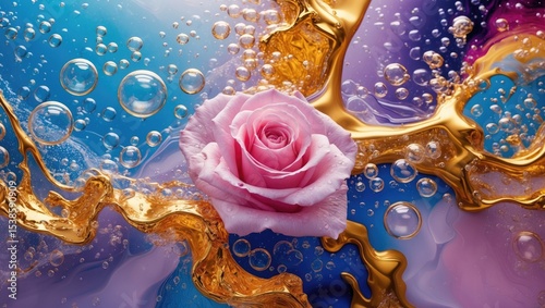 Vibrant abstract background featuring colorful hues and floating bubbles