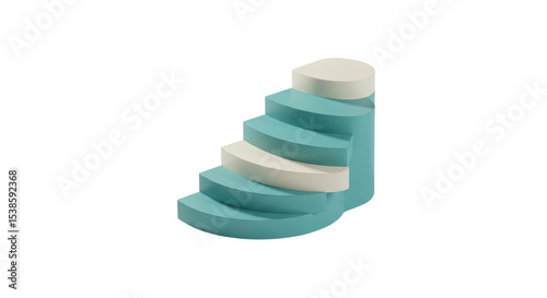 Turquoise stairway reaching up to a higher level isolated PNG with Transparent Background