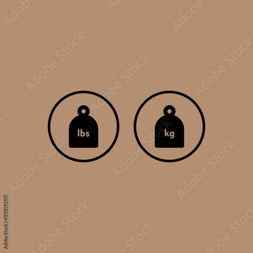 Kilogram and lbs weight vector illustration icon suitable for use in warehouse management, transport operations, and industrial labeling