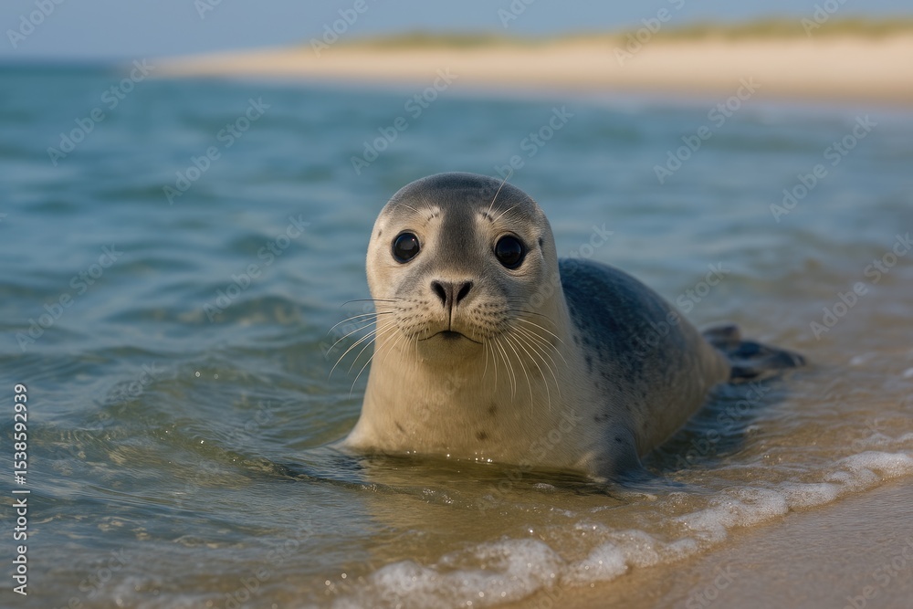 Fototapeta premium Young seal gracefully gliding through the ocean