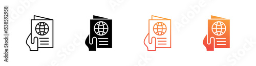 Passport Multiple Style Icon Set Vector 