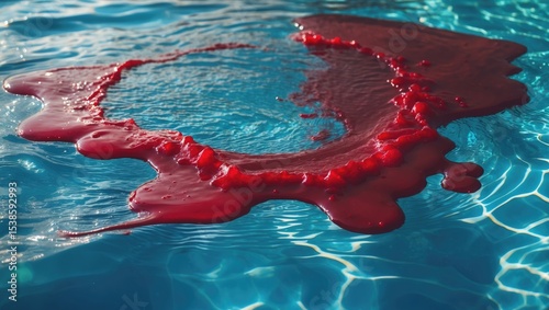 Blood staining the water in the pool photo