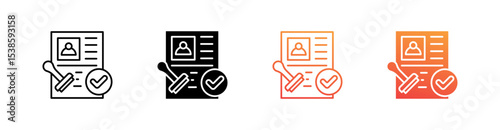 Approval Multiple Style Icon Set Vector 