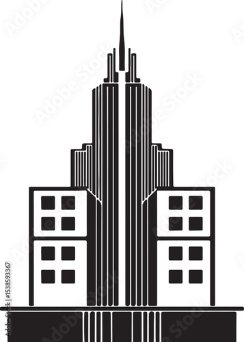 Urban city skyline silhouette vector illustration with towering buildings and modern architecture