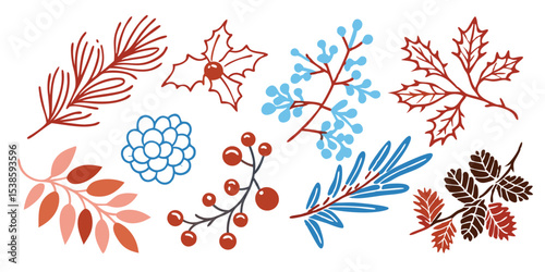 Elegant hand drawn botanical elements collection perfect for summer vacation illustration set designs offers artistic versatility and visual appeal