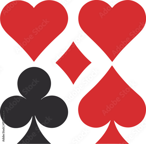 Simple playing card suits design hearts diamonds clubs spades