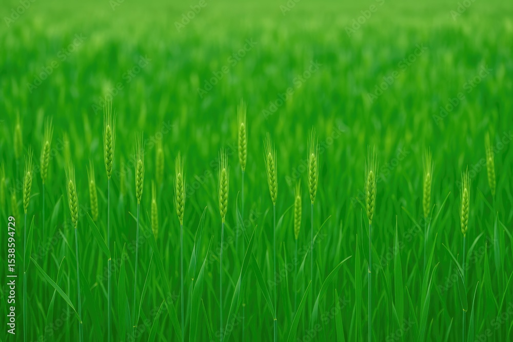 Obraz premium Springtime landscape featuring a lush wheat field