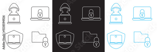 Hacker activity icon . Vector for websites, mobile interfaces, presentations, banner, visual branding etc. Vector illustration. isolated on white and black background. EPS 10