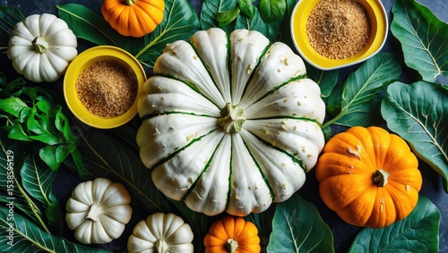 Fresh vegetables including Kocai leaves and Siyem pumpkin for healthy cooking