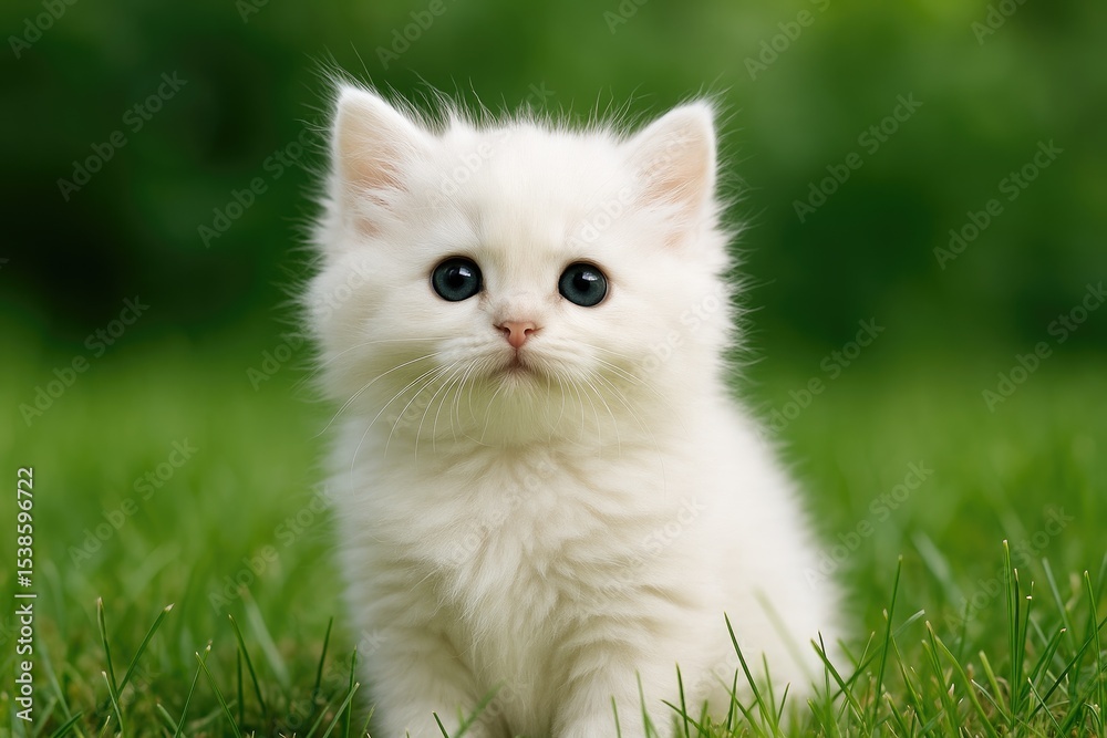 A charming fluffy white kitten A charming fluffy white kitten