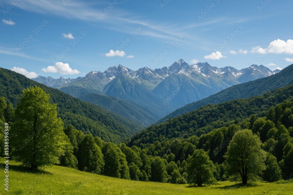 Fototapeta premium Stunning panoramic view of the rugged Caucasian mountain range