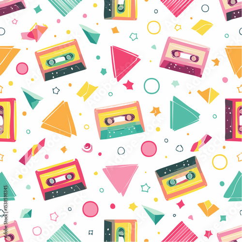 Seamless pattern of flat vector business and web technology icons for design