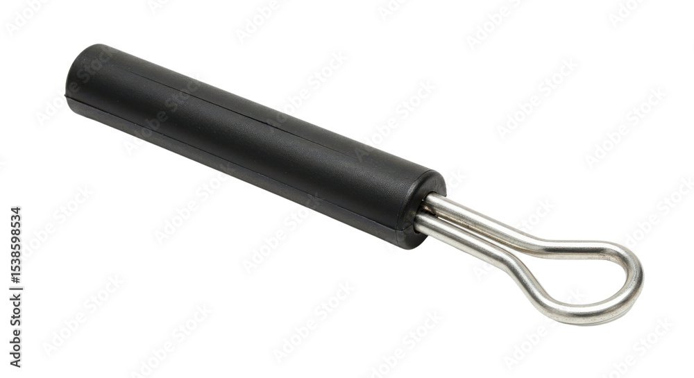 Fototapeta premium Black handled wire keyring holder tool isolated on white background