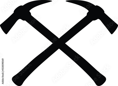 crossed pickaxe silhouette vector, two crossed pickaxe black symbol