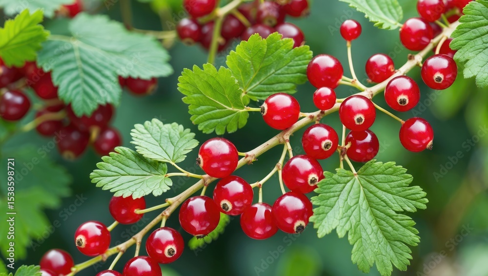 Fototapeta premium Red currant branch illustration