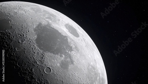 View of the moon with a small amount of stars in the background