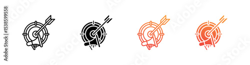 Targeting Multiple Style Icon Set Vector 