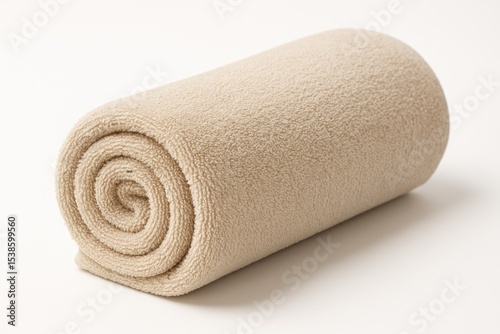 White background with a rolled-up blanket wash cloth