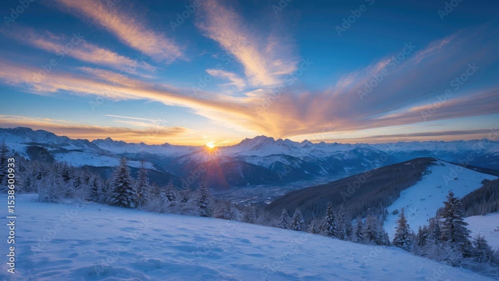 Obraz premium Mountainous scenery with snow-capped peaks