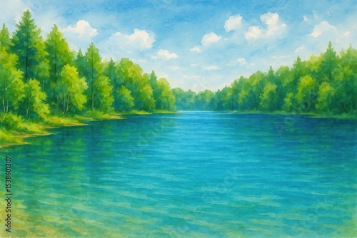 Stunning turquoise water surrounded by lush greenery during summer