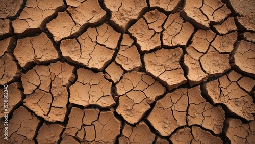 A dry, cracked earth scene during a hot summer or drought period
