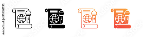 Global News Multiple Style Icon Set Vector 