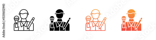 Journalist Multiple Style Icon Set Vector 
