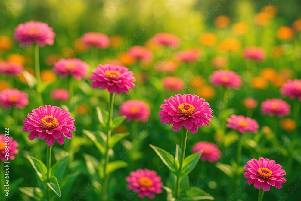 Vibrant Pink Blossom Garden Scene Vibrant Pink Blossom Garden Scene