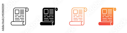 News Multiple Style Icon Set Vector 