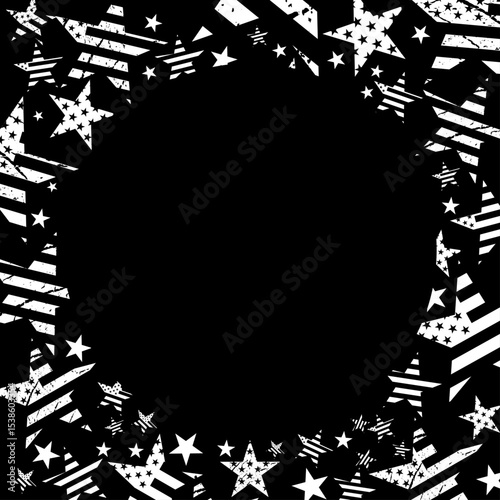 Vintage style rectangle round shape, american flag frame vector graphic design. Black and white usa freedom flag border to use for 4th july independence day, memorial day projects. 