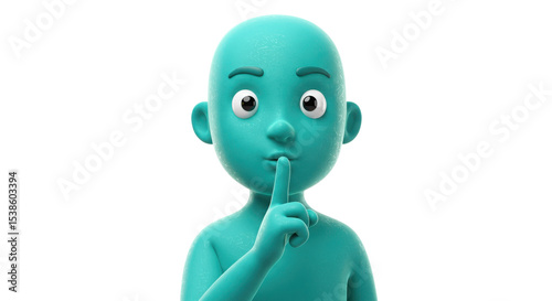 Cartoon character gesturing silence isolated PNG with Transparent Background
