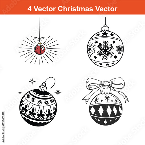 Christmas Ornaments Icons Set,Set of Christmas and New Year silhouette icons. Outline of party black elements of Christmas festive decoration. Christmas tree, Santa, deer, gingerbread, candle, snowbal