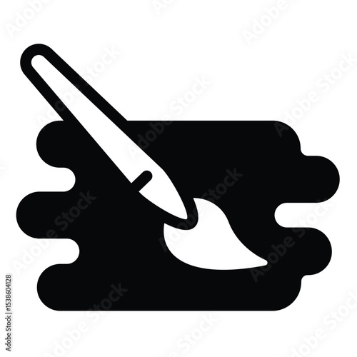 Paintbrush painting solid icon, design recruitment concept. Vector graphics. Surface with fresh paint and brush, drawing sign on white background, style mobile or design.