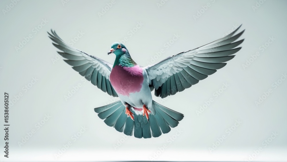 Obraz premium Gray pigeon, isolated against a white background.