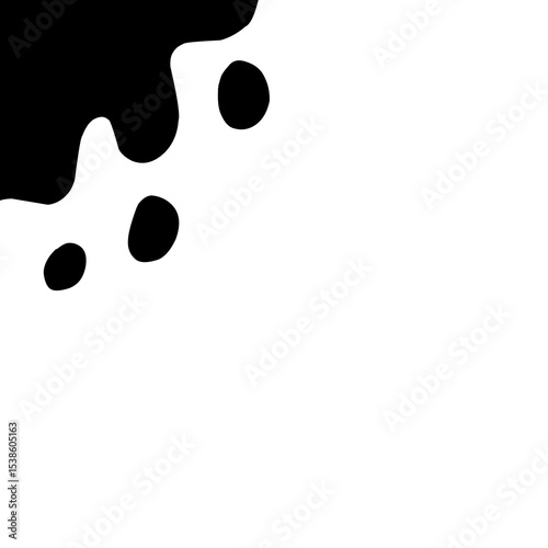 black dripping liquid shapes on the upper left side against a white background. The design evokes the look of paint or ink drips and can be used for modern or abstract themes.
