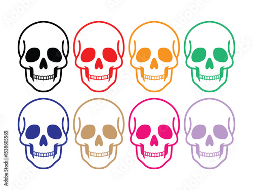 skull icon with colorful, colorful skull illustration