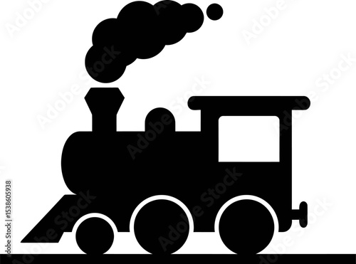 Black and white train illustration vector graphic steam engine locomotive transport design icon 100 characters editable stock vector illustration