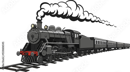 Vintage steam train locomotive illustration vector graphic transport railway travel transportation rail 100 editable stock vector illustration