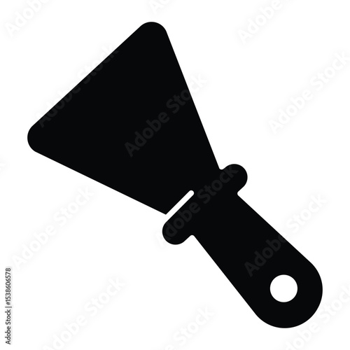 Spatula tool for cement or clay solid icon, construction concept. Vector graphics. Metal scoop for cement laying work sign on white background, style mobile or design.