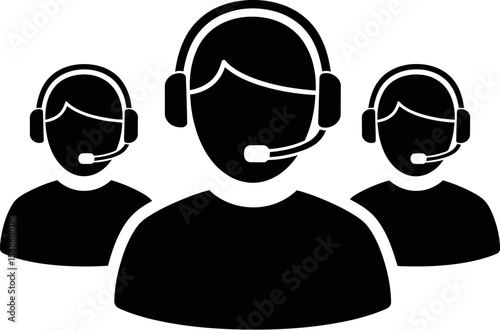 Customer service team call center support agents with headsets vector icon illustration design 100 editable stock vector illustration