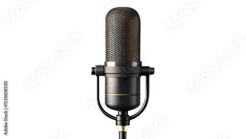 Black studio microphone isolated on transparent background