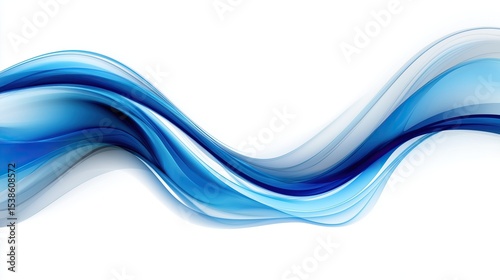 Abstract flowing blue wave design element over white background conveys dynamic movement